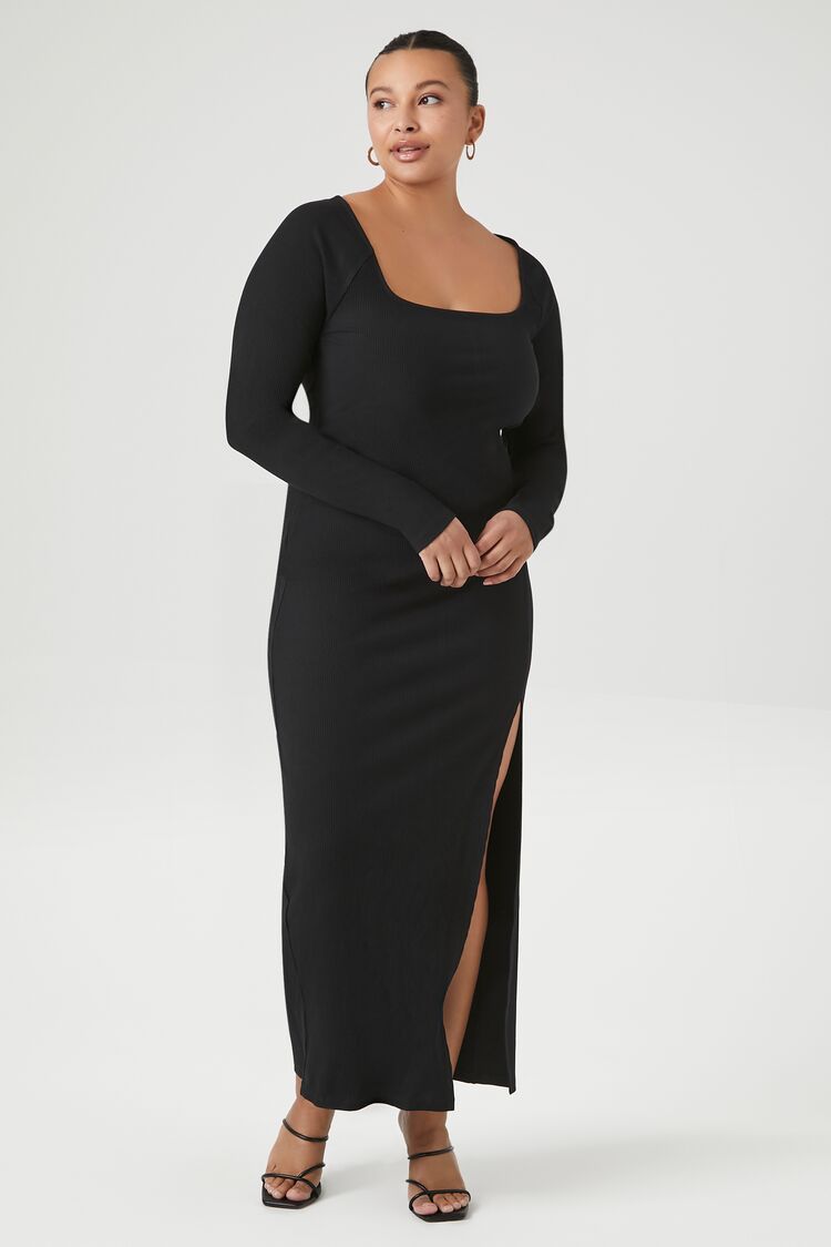 Plus Size Ribbed Bodycon Maxi Dress