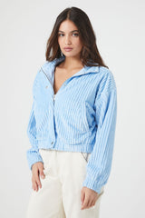 Ribbed Cropped Bomber Jacket