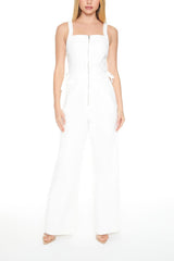 Cutout Zip-Up Denim Jumpsuit