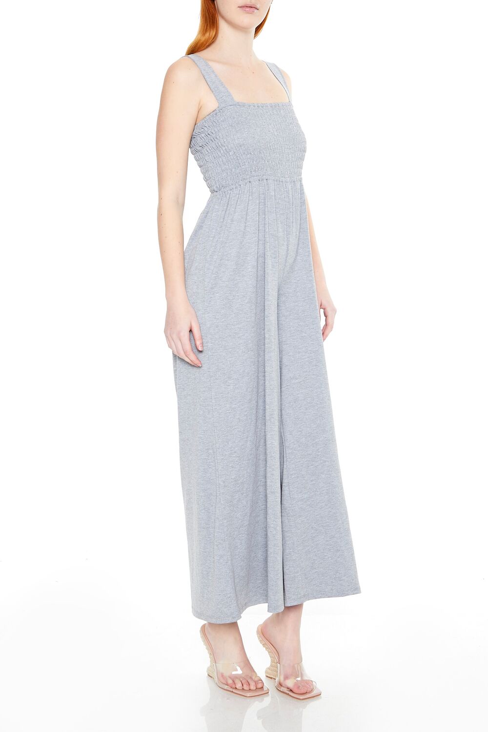 Shirred Wide-Leg Tank Jumpsuit