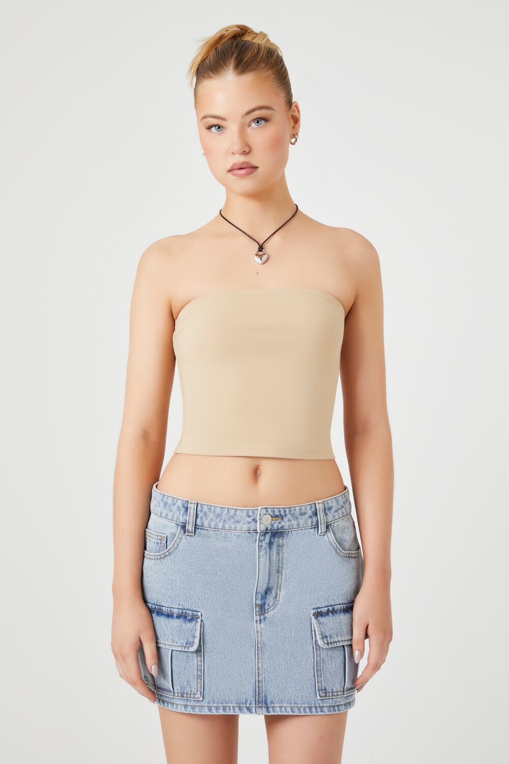 Cropped Cotton-Blend Tube Top