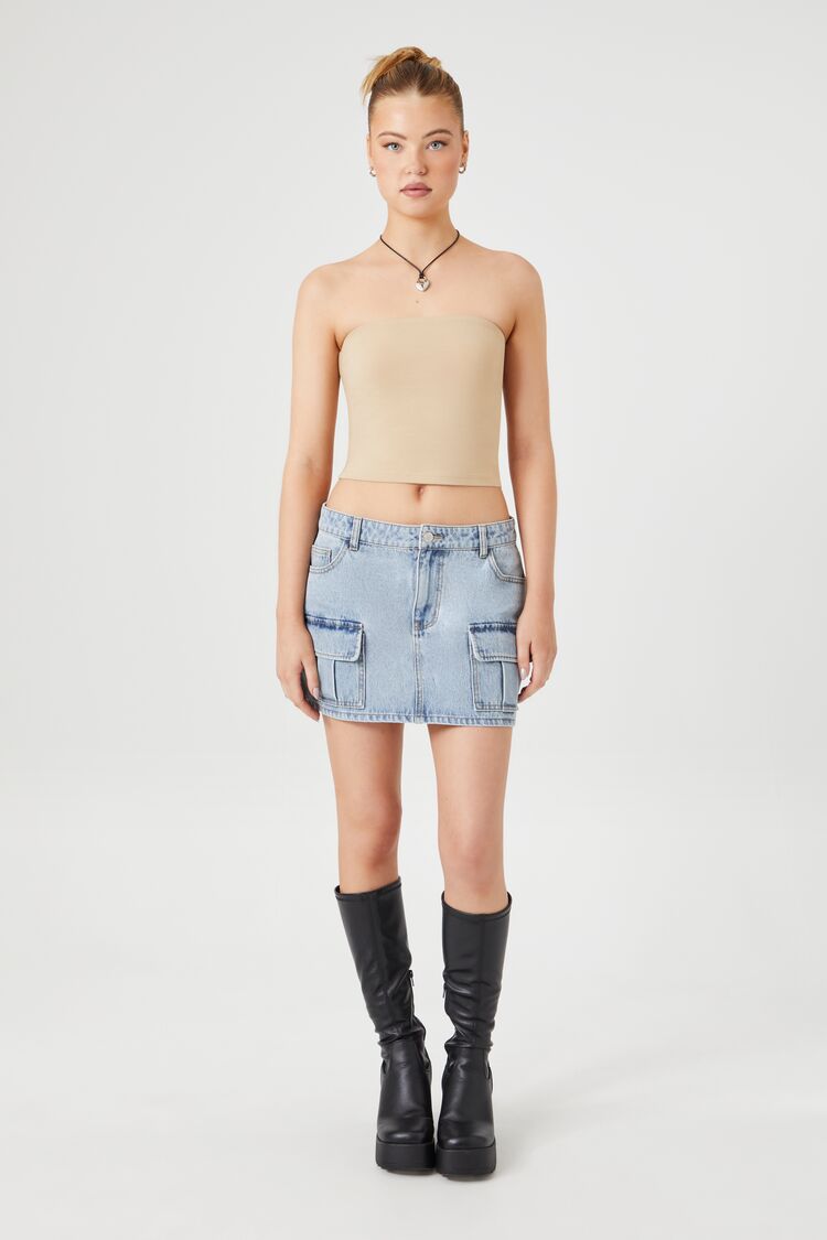 Cropped Cotton-Blend Tube Top