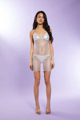 Rhinestone Fishnet Mini Dress