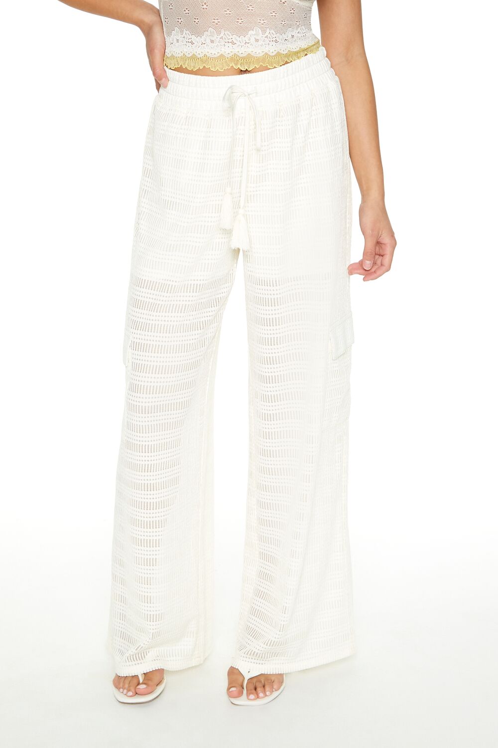 Crochet Striped Cargo Pants