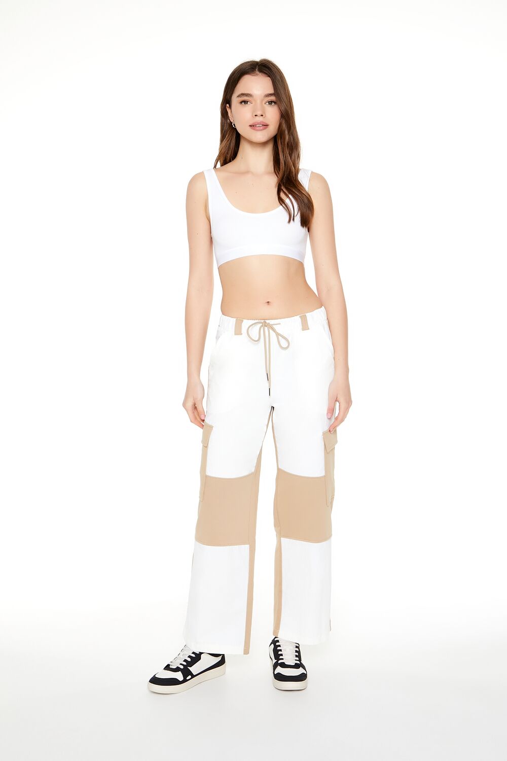Colorblock Drawstring Cargo Joggers