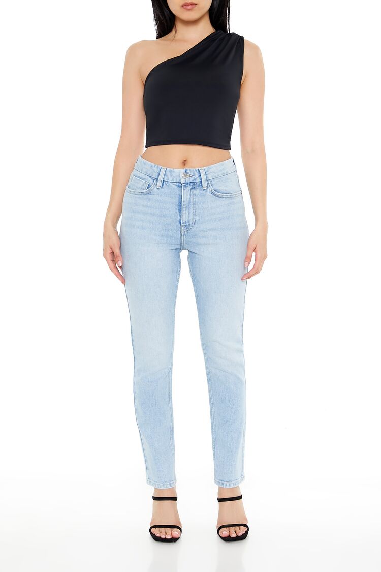 Ruched One-Shoulder Crop Top