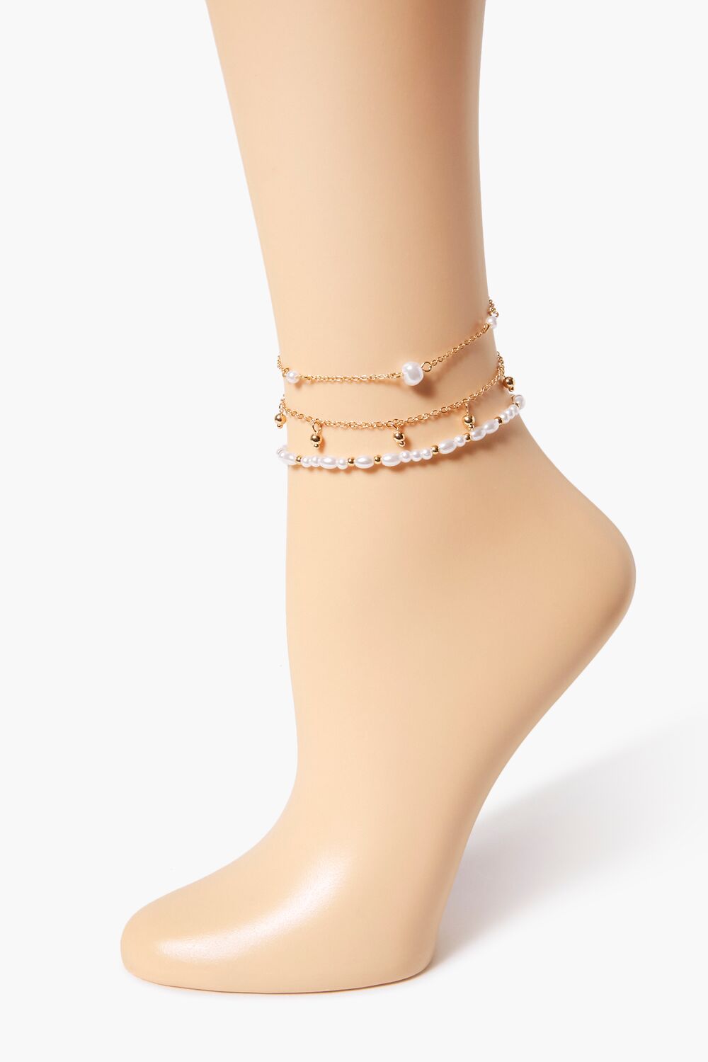 Faux Pearl Anklet Set