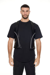 Faux Leather Zip-Pocket Vest