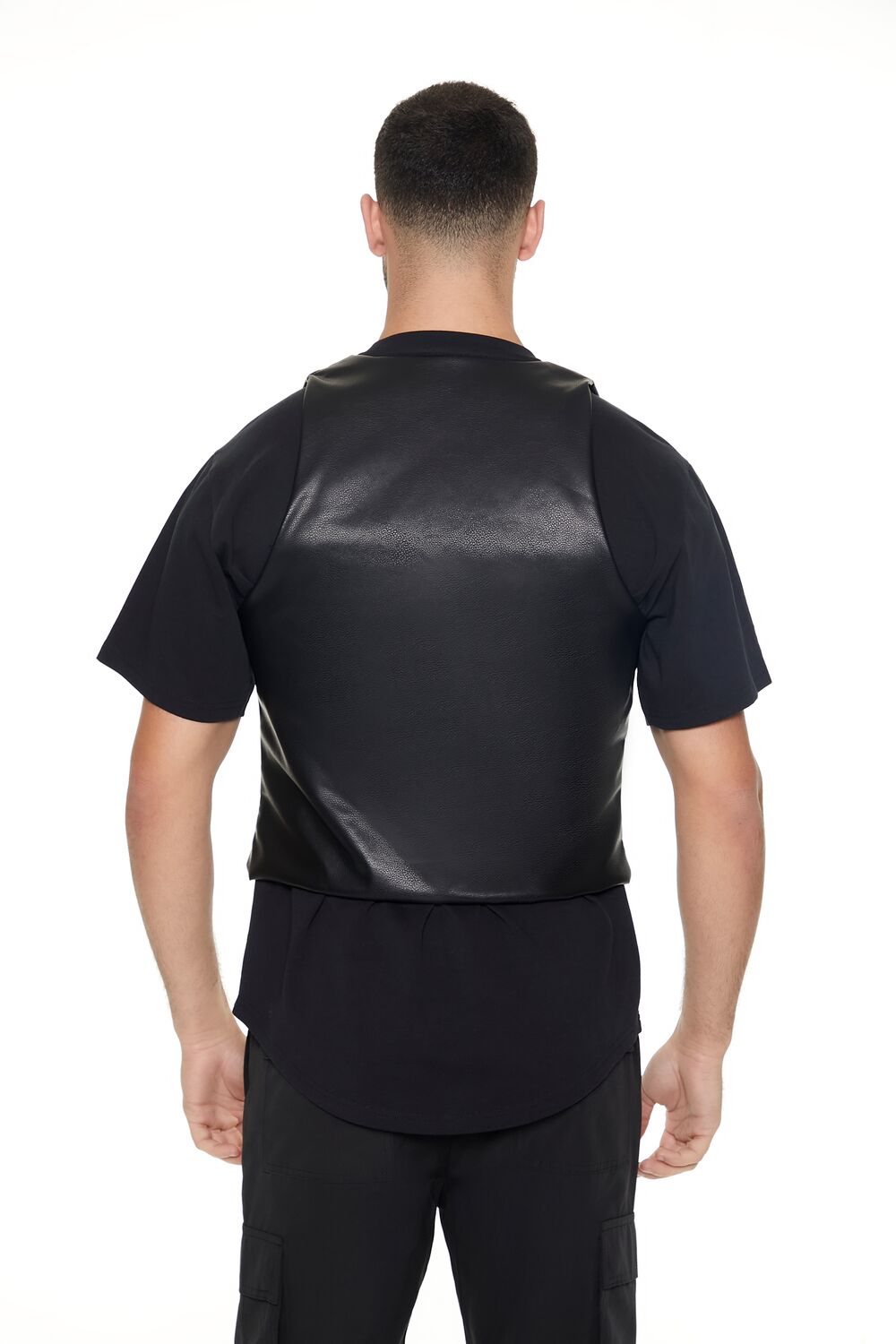 Faux Leather Zip-Pocket Vest
