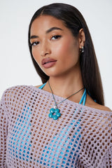 Faux Pearl Flower Pendant Necklace