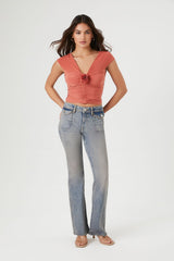 Ruched Floral Crop Top