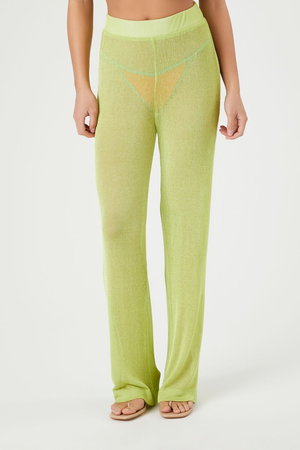 Sheer High-Rise Straight Pants