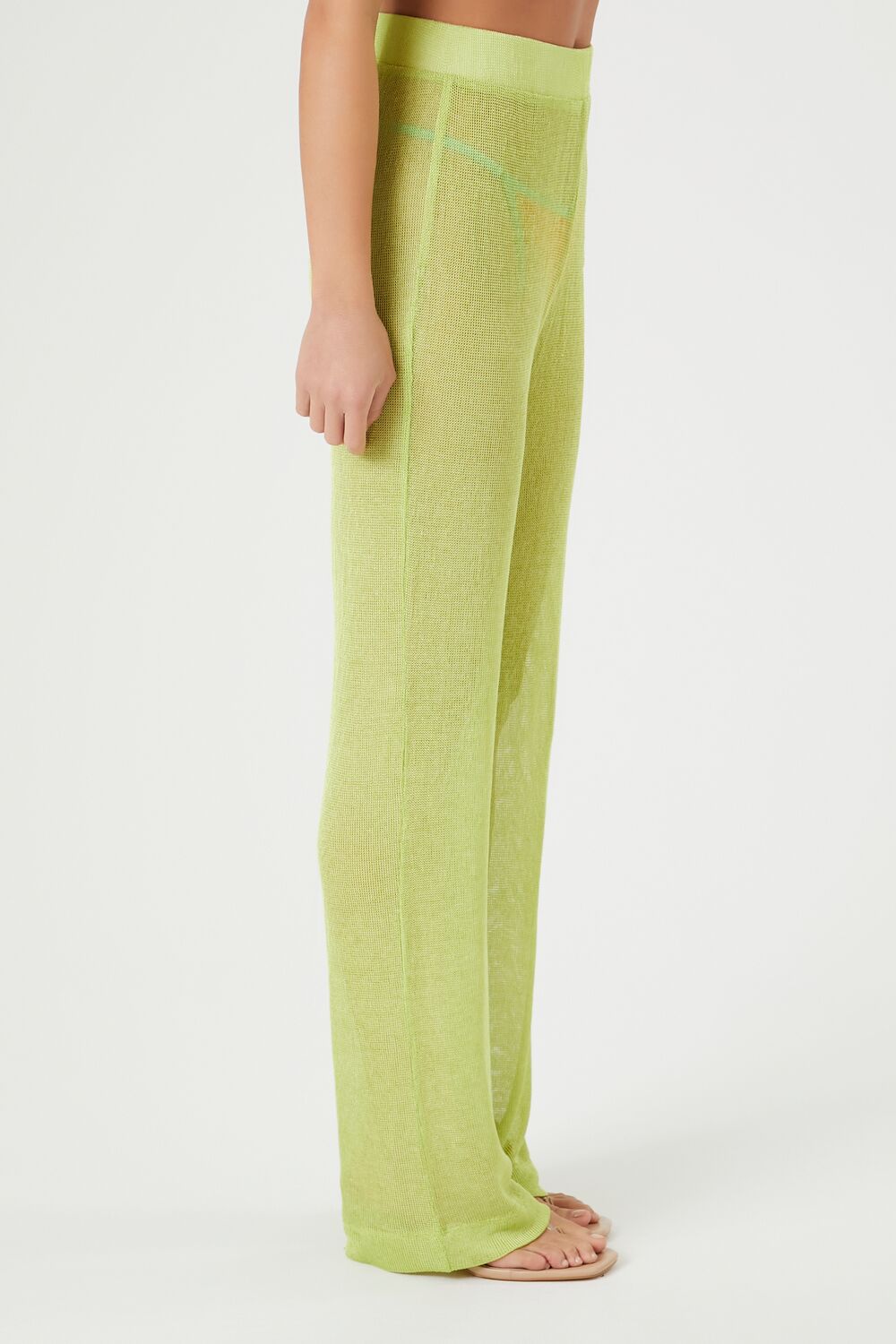 Sheer High-Rise Straight Pants