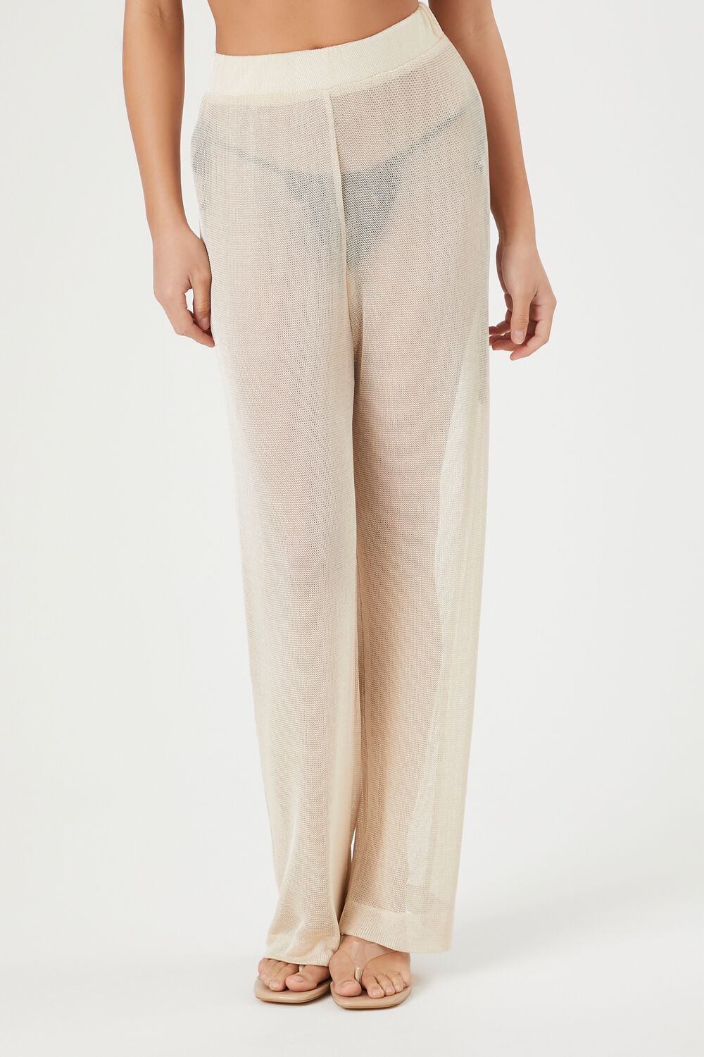 Sheer High-Rise Straight Pants