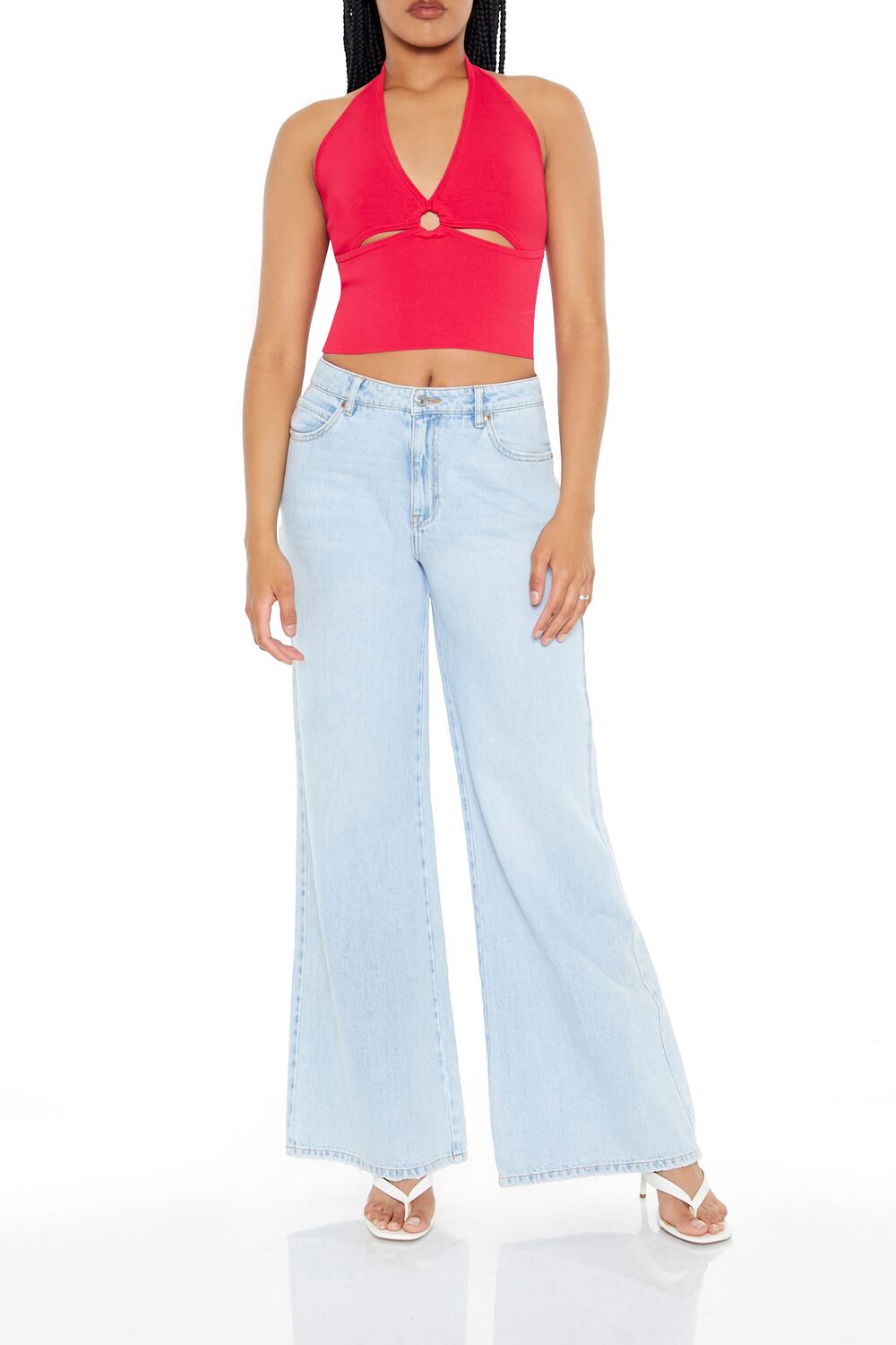 Sweater-Knit Halter Crop Top