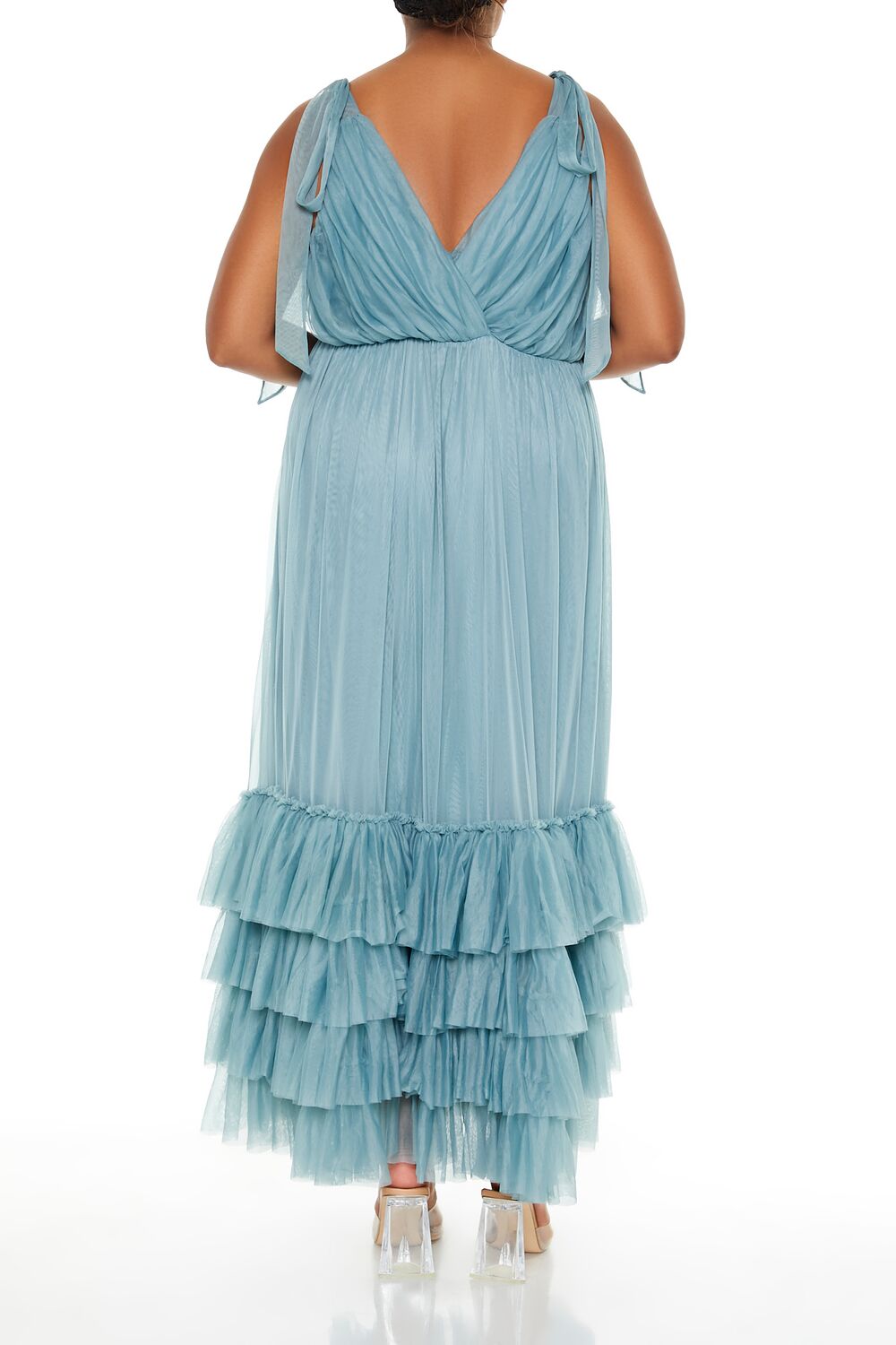 Plus Size Tiered Tie-Strap Maxi Dress