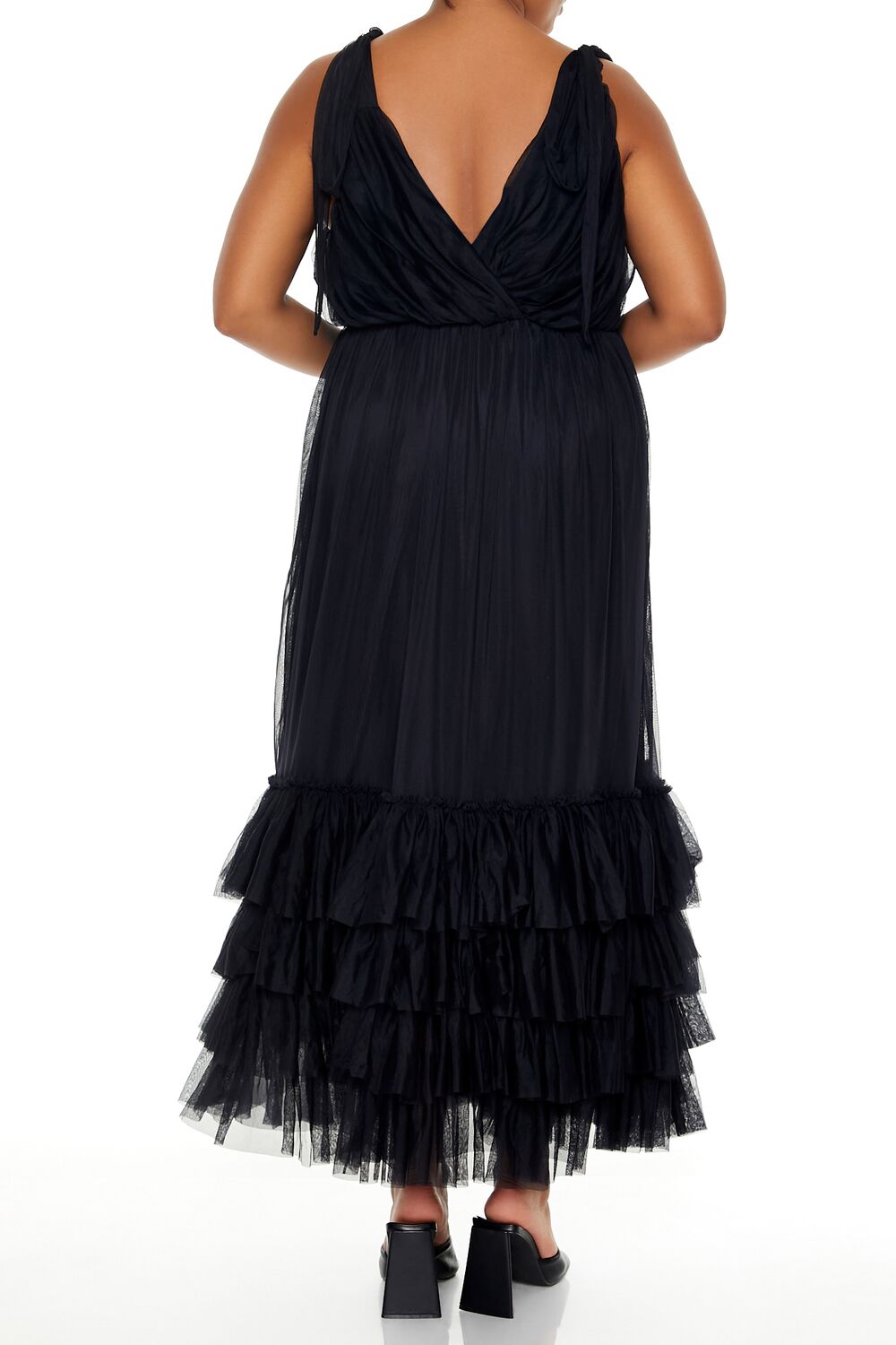 Plus Size Tiered Tie-Strap Maxi Dress
