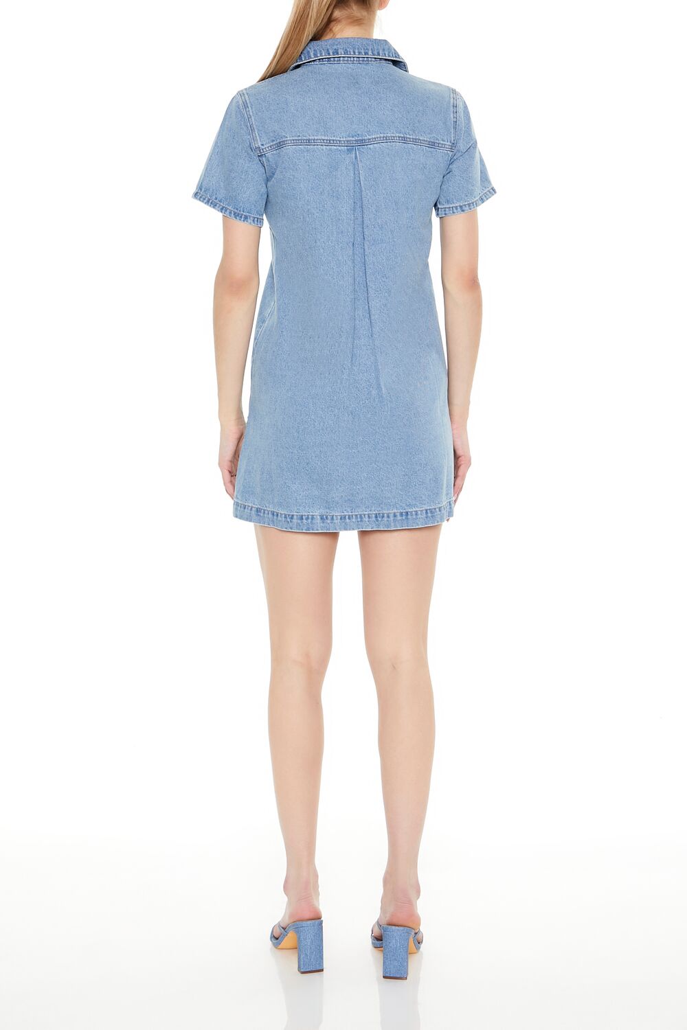 Denim Zip-Up Mini Shirt Dress