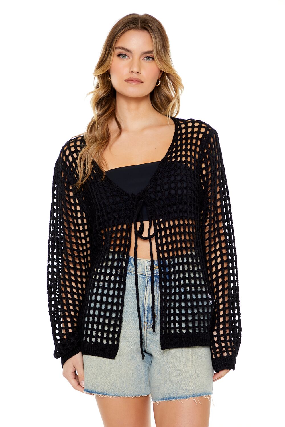 Sheer Crochet Cardigan Sweater