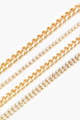 Rhinestone & Curb Chain Bracelet Set