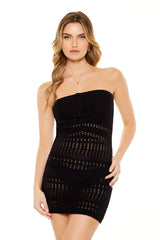 Crochet Bow Tube Mini Dress