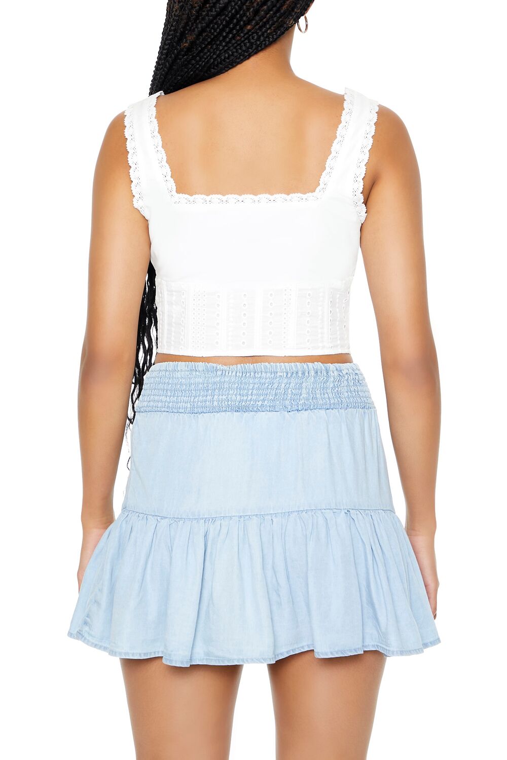 Lace-Trim Corset Crop Top