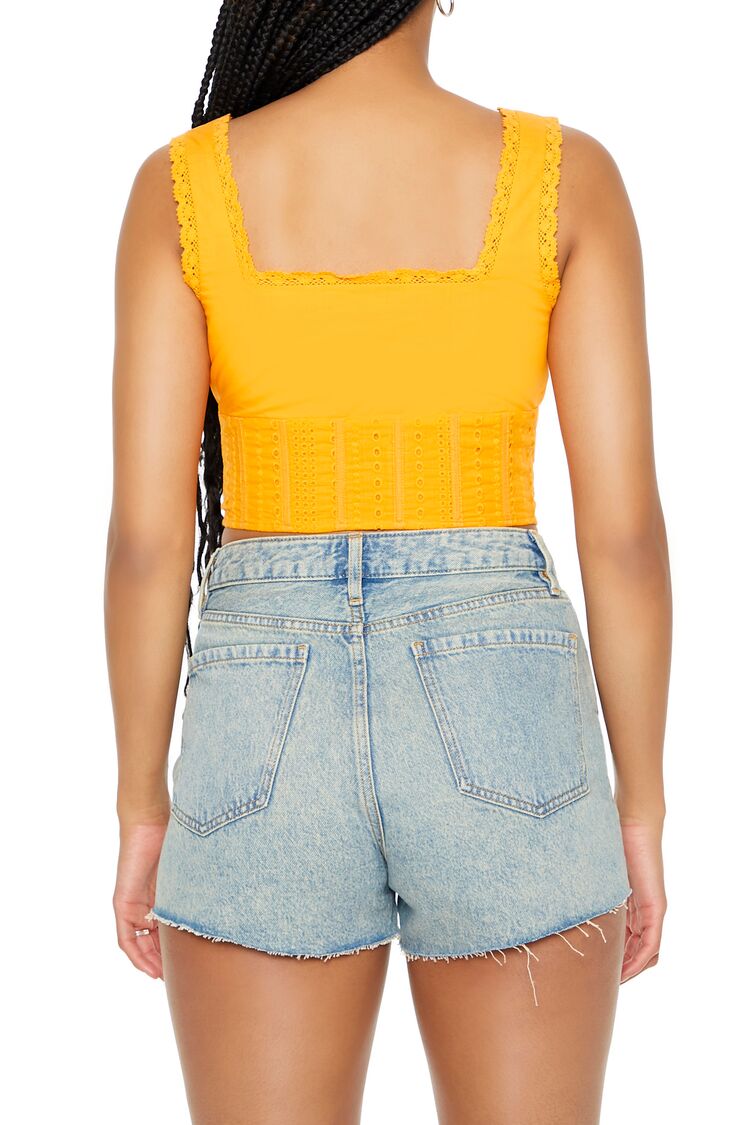 Lace-Trim Corset Crop Top