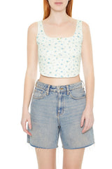 Cropped Floral Print Tank Top