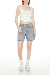 Cropped Floral Print Tank Top