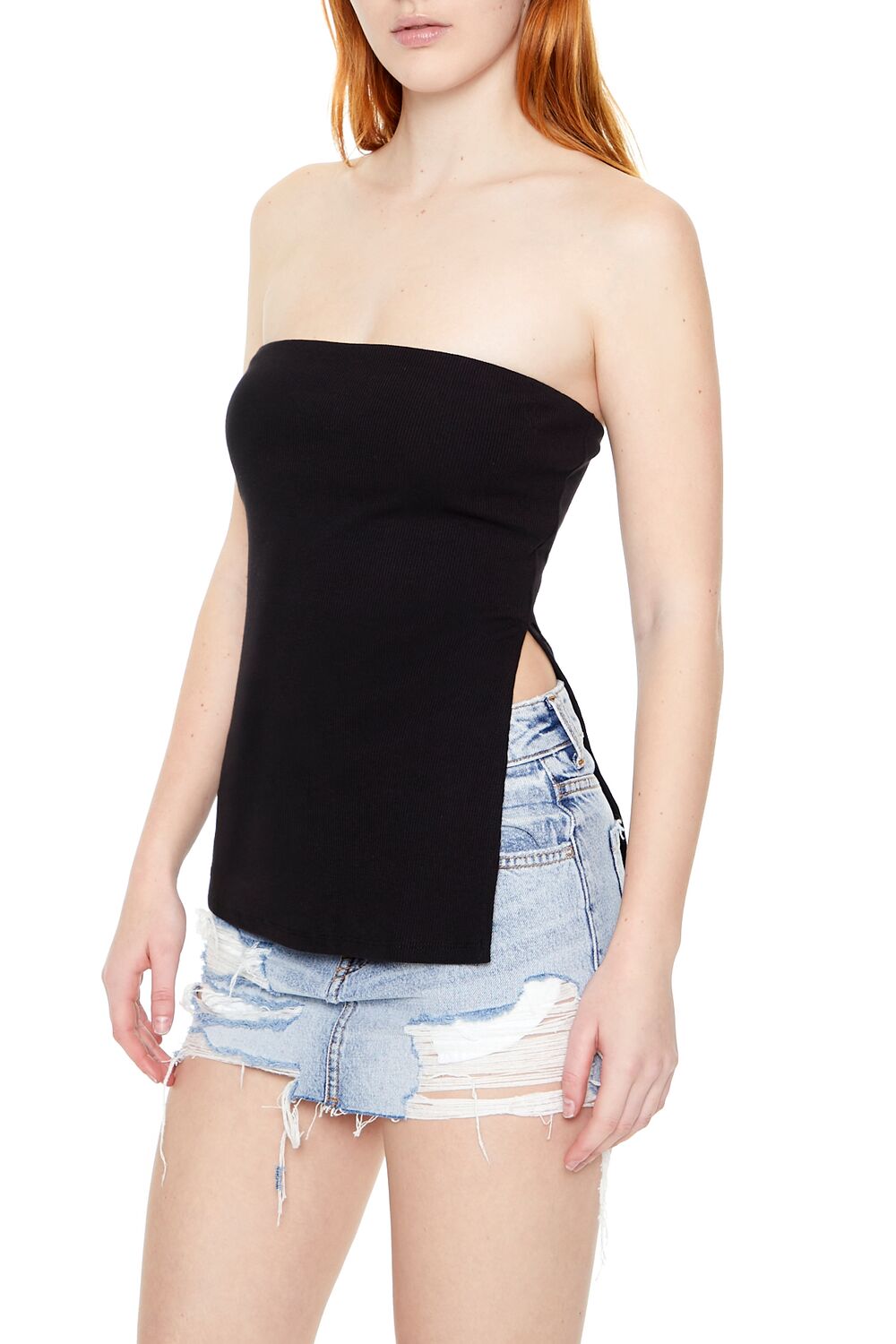 Ribbed Slit Tube Top