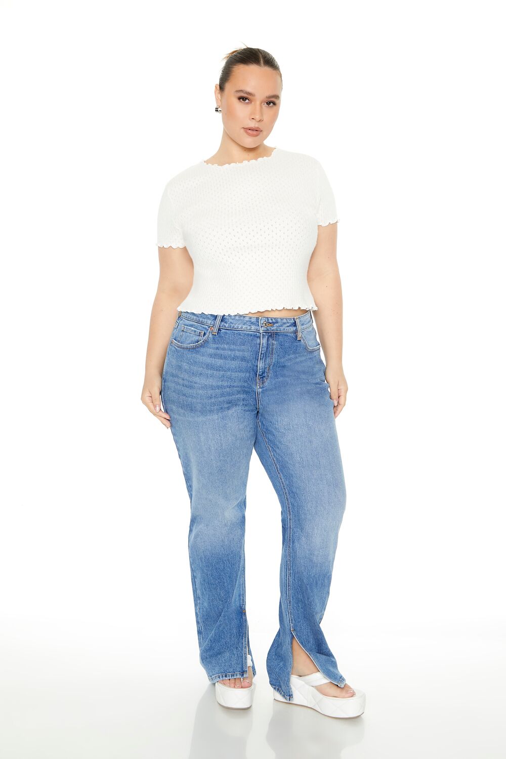 Plus Size Textured Sweater-Knit Tee