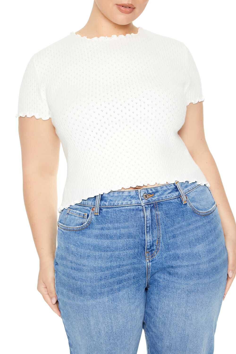 Plus Size Textured Sweater-Knit Tee