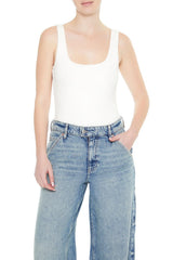 Textured V-Back Tank Bodysuit