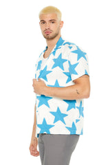Star Print Button-Up Shirt