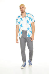 Star Print Button-Up Shirt