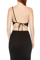 Textured One-Shoulder Crop Top