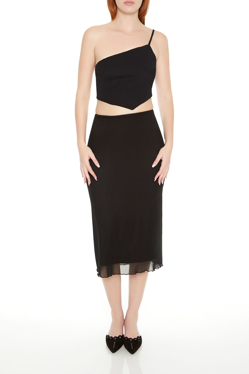 Textured One-Shoulder Crop Top