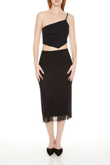 Textured One-Shoulder Crop Top