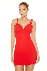 Lace-Trim Tie-Strap Mini Dress