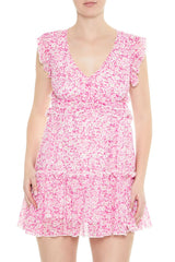 Chiffon Floral Print Mini Dress