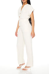 Buttoned Straight-Leg Jumpsuit