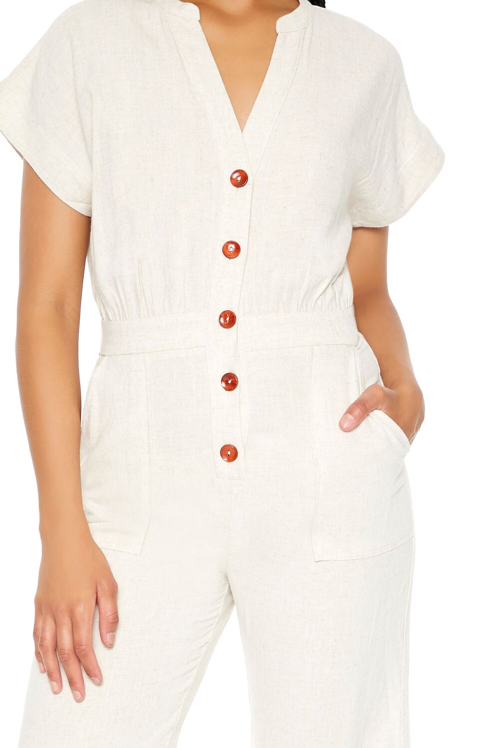 Buttoned Straight-Leg Jumpsuit