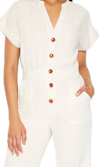 Buttoned Straight-Leg Jumpsuit
