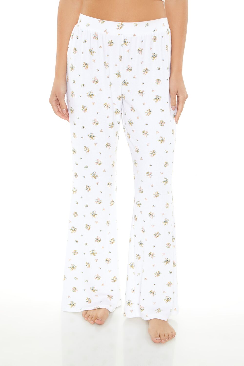 Floral Print Flare Pajama Pants