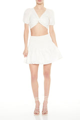 Puff-Sleeve Crop Top & Skirt Set
