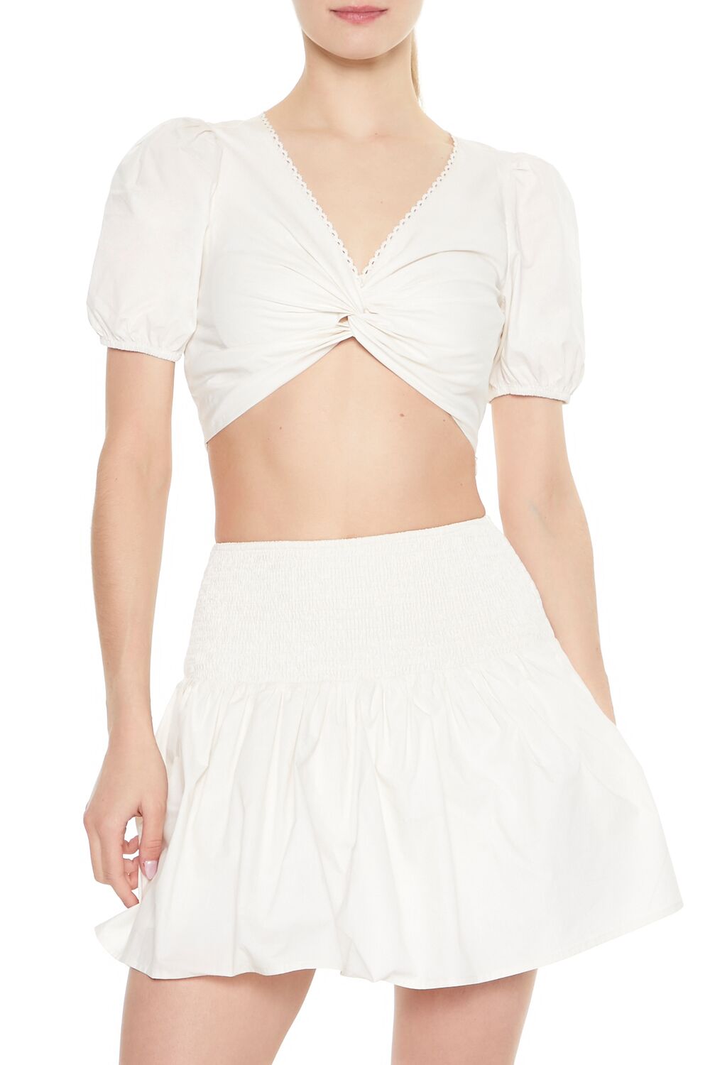 Puff-Sleeve Crop Top & Skirt Set