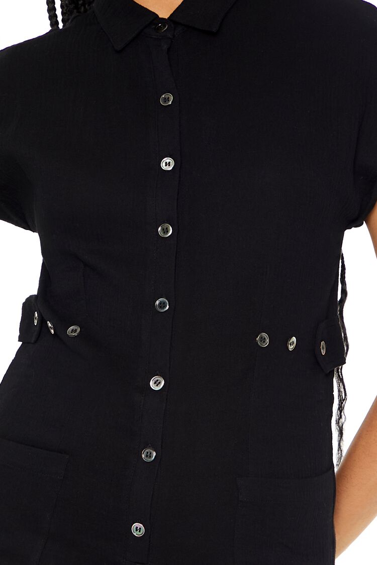 Belted Button-Front Romper