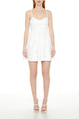 Embroidered Floral Bustier Mini Dress