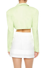 Cropped Peak Lapel Boxy Blazer