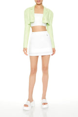 Cropped Peak Lapel Boxy Blazer